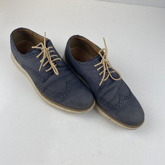 Cole Haan Lunargrand Suede Wingtip Oxford Shoes Blue Gray Men’s Size 9 Used - Picture 15 of 15